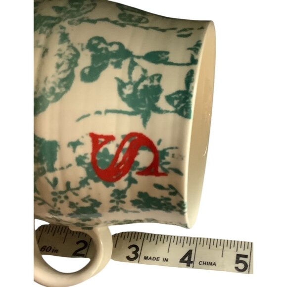 ANTHROPOLOGIE Boho Floral Initial "S" Monogram Ceramic Coffee Mug Cup 4" - Picture 6 of 6
